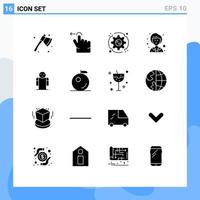 16 User Interface Solid Glyph Pack of modern Signs and Symbols of person hands setting arms female Editable Vector Design Elements