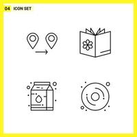 4 Icon Set Simple Line Symbols Outline Sign on White Background for Website Design Mobile Applications and Print Media vector