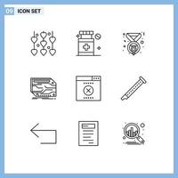 9 Thematic Vector Outlines and Editable Symbols of seo memory medal electronic component Editable Vector Design Elements