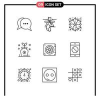 9 User Interface Outline Pack of modern Signs and Symbols of computer investment pollution growth winter Editable Vector Design Elements