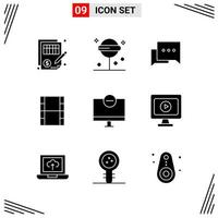 9 Icons Solid Style Grid Based Creative Glyph Symbols for Website Design Simple Solid Icon Signs Isolated on White Background 9 Icon Set vector