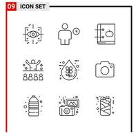 9 General Icons for website design print and mobile apps 9 Outline Symbols Signs Isolated on White Background 9 Icon Pack vector