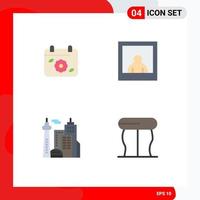 Mobile Interface Flat Icon Set of 4 Pictograms of calendar palace spring architecture interior Editable Vector Design Elements