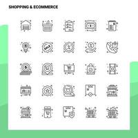 Set of Shopping  ECommerce Line Icon set 25 Icons Vector Minimalism Style Design Black Icons Set Linear pictogram pack