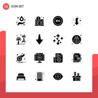 User Interface Pack of 16 Basic Solid Glyphs of tree date efficiency left down Editable Vector Design Elements