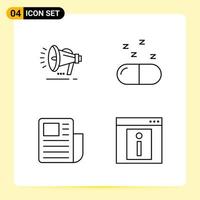 4 Creative Icons for Modern website design and responsive mobile apps 4 Outline Symbols Signs on White Background 4 Icon Pack vector