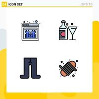 Pack of 4 Modern Filledline Flat Colors Signs and Symbols for Web Print Media such as error clothes repair bottle camping Editable Vector Design Elements