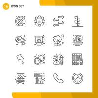 16 Icon Set Line Style Icon Pack Outline Symbols isolated on White Backgound for Responsive Website Designing vector