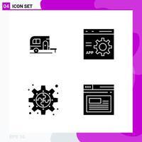 Solid Icon set Pack of 4 Glyph Icons isolated on White Background for Web Print and Mobile vector