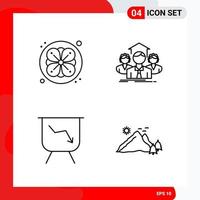 Creative Set of 4 Universal Outline Icons isolated on White Background vector