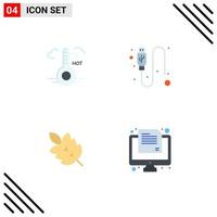 Flat Icon Pack of 4 Universal Symbols of temperature green update usb plant Editable Vector Design Elements