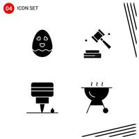 Collection of 4 Vector Icons in solid style Pixle Perfect Glyph Symbols for Web and Mobile Solid Icon Signs on White Background 4 Icons