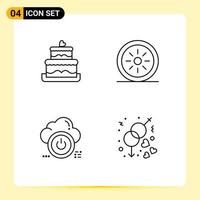 4 Creative Icons Modern Signs and Symbols of cake cloud food shutdown engagement Editable Vector Design Elements