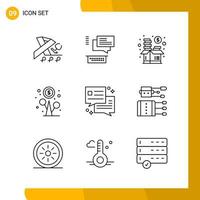 9 Icon Set Line Style Icon Pack Outline Symbols isolated on White Backgound for Responsive Website Designing vector