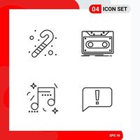 Creative Set of 4 Universal Outline Icons isolated on White Background vector