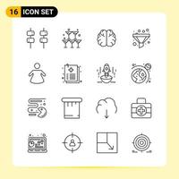 16 Creative Icons for Modern website design and responsive mobile apps 16 Outline Symbols Signs on White Background 16 Icon Pack vector