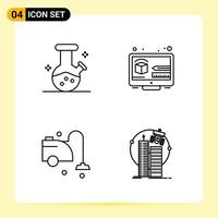 4 iconos creativos para el diseño moderno de sitios web y aplicaciones móviles receptivas 4 símbolos de contorno signos sobre fondo blanco paquete de 4 iconos vector