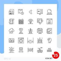 Modern Pack of 25 Icons Line Outline Symbols isolated on White Backgound for Website designing vector