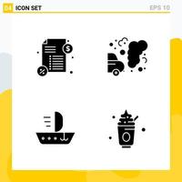 Collection of 4 Universal Solid Icons Icon Set for Web and Mobile vector