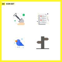 Group of 4 Modern Flat Icons Set for labour carnival mining file bird Editable Vector Design Elements