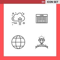 4 Icon Pack Line Style Outline Symbols on White Background Simple Signs for general designing vector