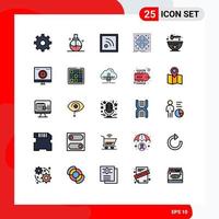 Universal Icon Symbols Group of 25 Modern Filled line Flat Colors of bowl grid feed matrix infrastructure Editable Vector Design Elements