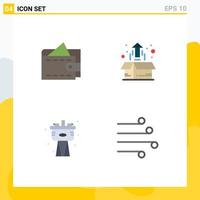 Set of 4 Vector Flat Icons on Grid for cash plumber box plant system Editable Vector Design Elements