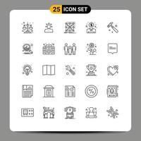 paquete de iconos de vector de stock de 25 signos y símbolos de línea para elementos de diseño de vector editables de grupo de finanzas de persona de idea de dólar