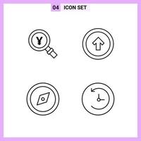 4 Icons in Line Style Outline Symbols on White Background Creative Vector Signs for Web mobile and Print