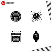 Collection of 4 Vector Icons in solid style Pixle Perfect Glyph Symbols for Web and Mobile Solid Icon Signs on White Background 4 Icons