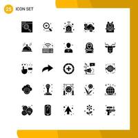 Universal Icon Symbols Group of 25 Modern Solid Glyphs of holiday cart home network bascket lock Editable Vector Design Elements