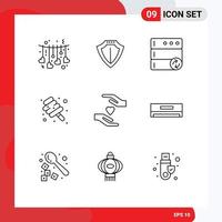 Universal Icon Symbols Group of 9 Modern Outlines of love care database candy marshmallow Editable Vector Design Elements