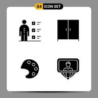 4 Black Icon Pack Glyph Symbols Signs for Responsive designs on white background 4 Icons Set vector