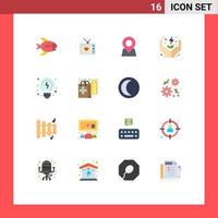 16 Universal Flat Colors Set for Web and Mobile Applications solutions care location power electricity Editable Pack of Creative Vector Design Elements