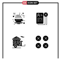 Group of 4 Modern Solid Glyphs Set for chocolate camp hot cv tourism Editable Vector Design Elements