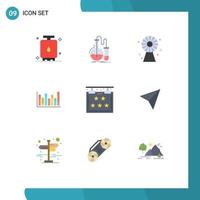 9 Thematic Vector Flat Colors and Editable Symbols of down line research graph energy Editable Vector Design Elements