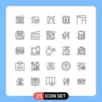 Universal Icon Symbols Group of 25 Modern Lines of furniture list celebration contact phone Editable Vector Design Elements