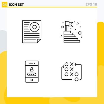 Set of 4 Modern UI Icons Symbols Signs for data success page top lock Editable Vector Design Elements