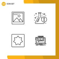 paquete de iconos de vector de stock de 4 signos y símbolos de línea para elementos de diseño de vector editables de computadora portátil de información de vaso de geometría de imagen