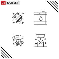 Pack of 4 Modern Filledline Flat Colors Signs and Symbols for Web Print Media such as art freedom brush oil purity Editable Vector Design Elements