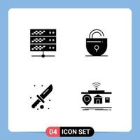 4 User Interface Solid Glyph Pack of modern Signs and Symbols of hosting hiking web security tool Editable Vector Design Elements