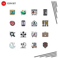 Set of 16 Modern UI Icons Symbols Signs for digital cashless spa card presentation Editable Creative Vector Design Elements