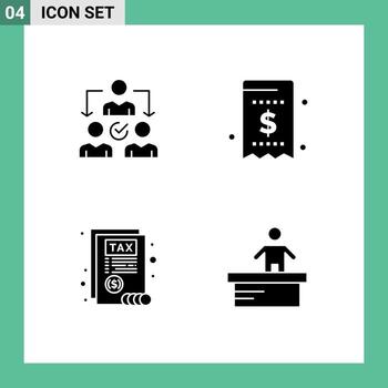 Set of Vector Solid Glyphs on Grid for assignment document distribution invoice tax Editable Vector Design Elements