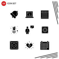 Collection of 9 Vector Icons in solid style Pixle Perfect Glyph Symbols for Web and Mobile Solid Icon Signs on White Background 9 Icons