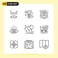 9 Creative Icons for Modern website design and responsive mobile apps 9 Outline Symbols Signs on White Background 9 Icon Pack vector