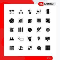 Modern Set of 25 Solid Glyphs and symbols such as ban signals temperature mobile signals sound Editable Vector Design Elements