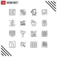 User Interface Pack of 16 Basic Outlines of appliance cloud tablet autumn megaphone Editable Vector Design Elements