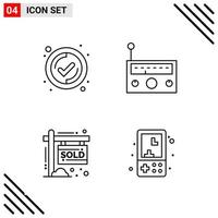 Pixle Perfect Set of 4 Line Icons Outline Icon Set for Webite Designing and Mobile Applications Interface vector