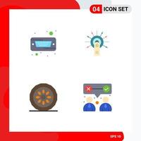 4 Thematic Vector Flat Icons and Editable Symbols of drive cake hard ok food Editable Vector Design Elements