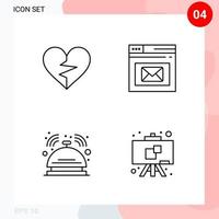 Vector Pack of 4 Icons in Line Style Creative Outline Pack isolated on White Background for Web and Mobile